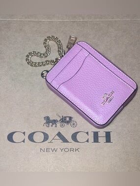 COACH Pink Pebble Leather Card Case w Gold Hardware GORGEOUS & AUTHENTIC